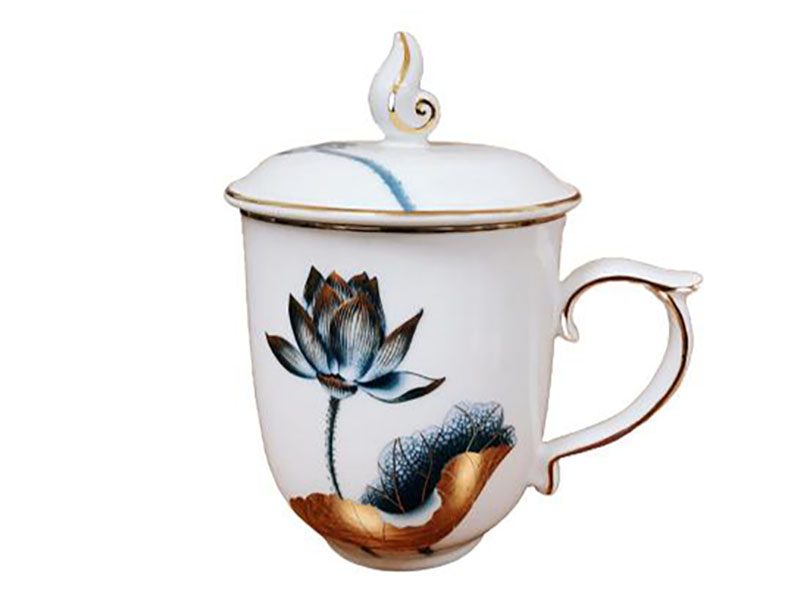 Quà tặng Ca trà Minh Long 0.3L mẫu đơn + nắp Tịnh Tâm Vàng trắng cho khách hàng dễ thương QTKHQBV136"