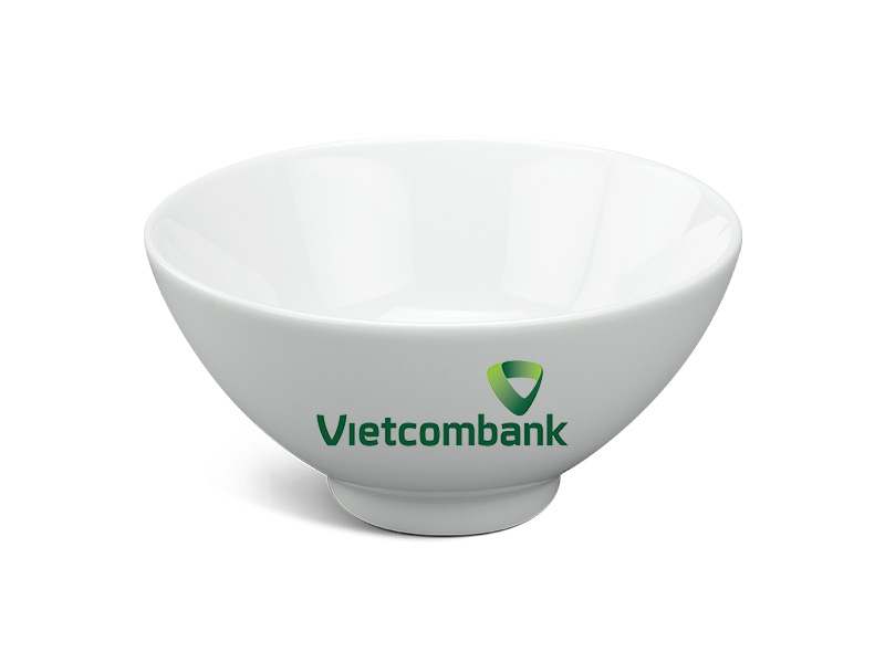 Chén Sứ Ăn Cơm Minh Long Daisy – Trắng In Logo Vietcombank HG