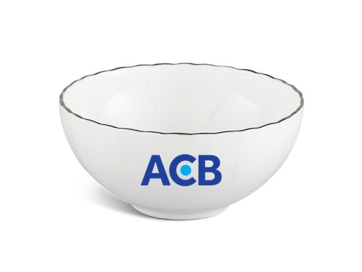 Chén Sứ Ăn Cơm Minh Long Ngọc Biển – Chỉ Bạch Kim In Logo ACB HG