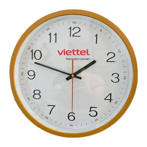 Đồng hồ treo tường màu đà in logo Viettel Sang Trọng DHLOQBV6