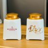 Hũ trà trắng vẽ vàng hoa sen in logo Mekoong Tiện dụng ACLGQBV116